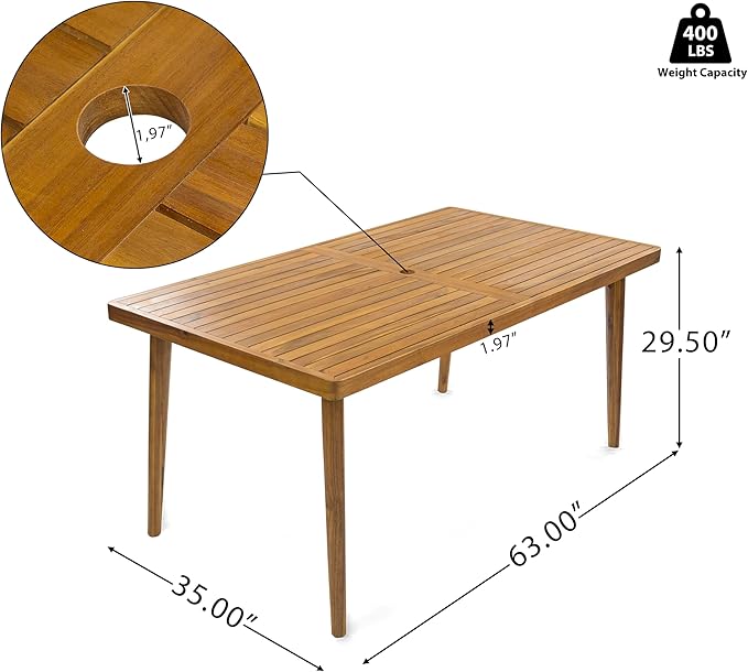 Christopher Knight Home Elko Acacia Wood Outdoor Dining Set for 6, Wooden 7 Piece Patio Dining Table Set, Outdoor Metal Dining Chair and Table Set with Cushion, Patio Furniture Set, Teak+Light Gray