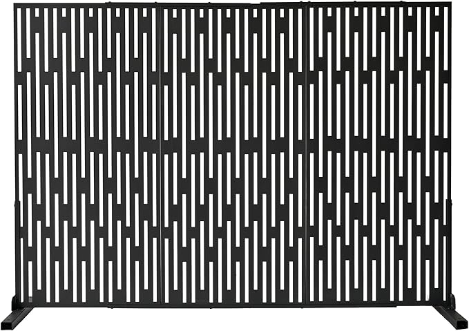 Oakland Living 6 ft. X 4 ft. Black Freestanding Metal Privacy Screen Room Divider