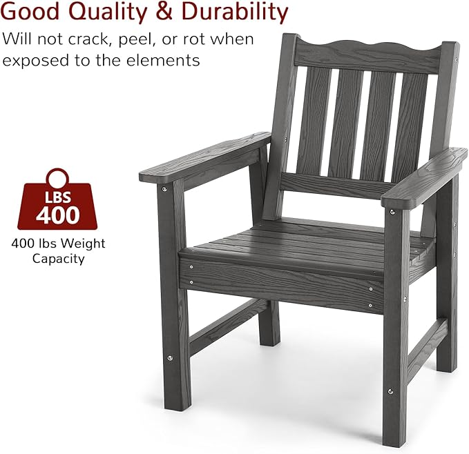 Stoog 6 Pieces Outdoor Patio Dining Set, All-Weather Dining Table and Chairs Set with Bench for 6 People, Outdoor Furniture Set with 2" Umbrella Hole for Garden, Backyard and Lawn, Grey