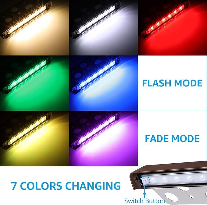 LEONLITE 8-Pack Premium Series RGB 7 Inch 3W LED Retaining Wall Lights Swivel, Color Changing Hardscape Lighting Low Voltage, 12V-24V AC/DC LED Landscape Hardscape Paver Light, Outdoor Step Light, ETL