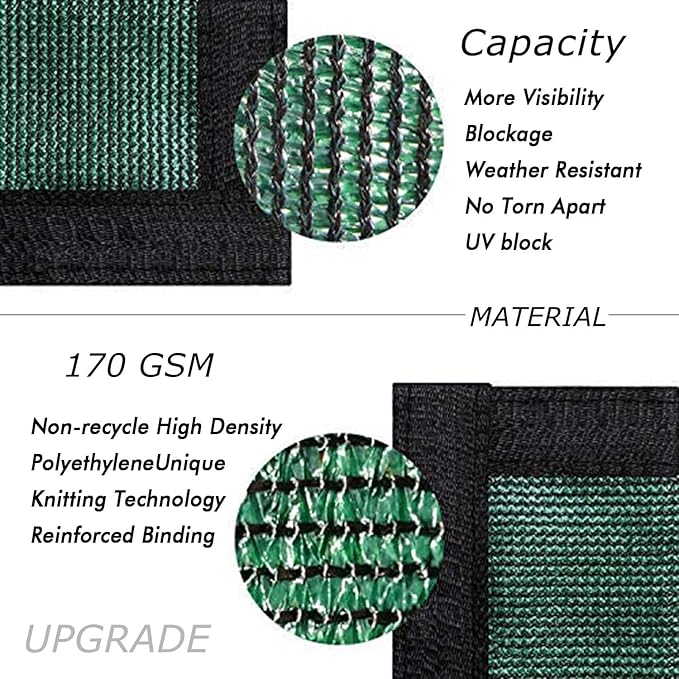 UPGRADE Privacy Fence Screen 3'x3' Dark Green Outdoor 90% Visibility Blockage 170 GSM Mesh Shade Cover Panels for Backyard,Balcony,Home Decoration with Zip Ties,Customized Avaliable