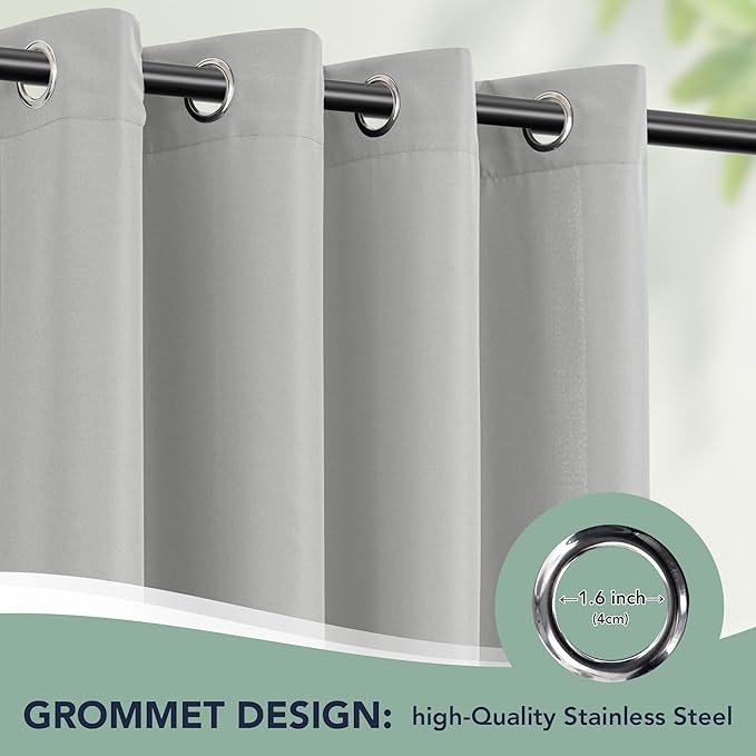 Outdoor Curtains for Patio Waterproof - 6 Panels Privacy Weatherproof Outside Curtains with Grommets for Pergola, Gazebo, Porch, Cabana, Balcony, 54 x 84 Inch, Silver