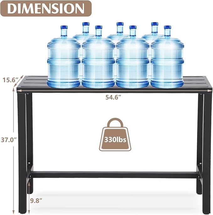 Outdoor Bar Table, Patio Counter Height Bar Table, 55" Rectangle Bar Tables for Patio, Garden, Yard, Balcony, Poolside (Black)