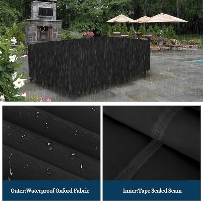 Easy-Going Square Patio Furniture Cover Waterproof Outdoor Dining Table and Chair Cover Anti-UV Outside Sectional Sofa Set Covers (64"L x 64"W x 28"H, Black)