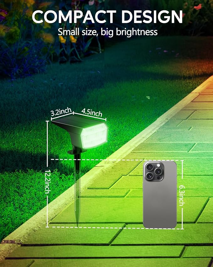 HIBOITEC Solar Spot Lights Outdoor Color Changing 59LED Landscape Lighting Solar Powered Uplights Waterproof Dusk to Dawn for Christmas Decorations Garden Yard Outdoor 8 Packs Multicolor