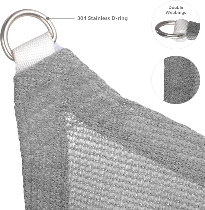 Eden's Decor Straight Flat-Edged Sun Shade Sail Rectangular 10' x 13' Grey UV-Blocking Outdoor Canopy Fabric Cloth Awning for Pergola Patio Garden Backyard Custom Size