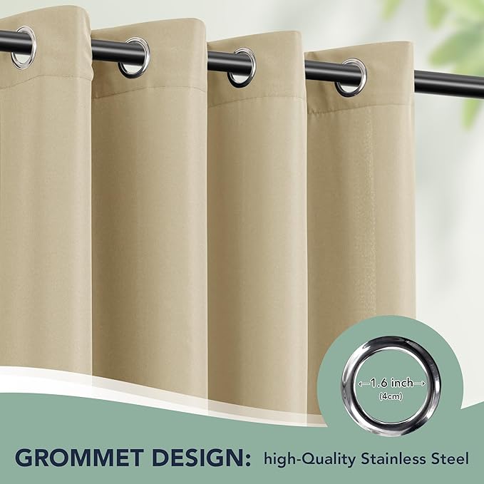 Outdoor Curtains for Patio Waterproof - 6 Panels Privacy Weatherproof Outside Curtains with Grommets for Pergola, Gazebo, Porch, Cabana, Balcony, 54 x 120 Inch, Cream