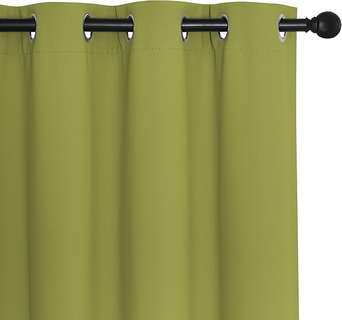 NICETOWN Blackout Window Curtain 90 inch Length - Room Darkening Thermal Insulated Grommet Large Window Treatment Light Blocking for Bedroom/Doorway (Fresh Green, 1 Panel, W52 x L90)