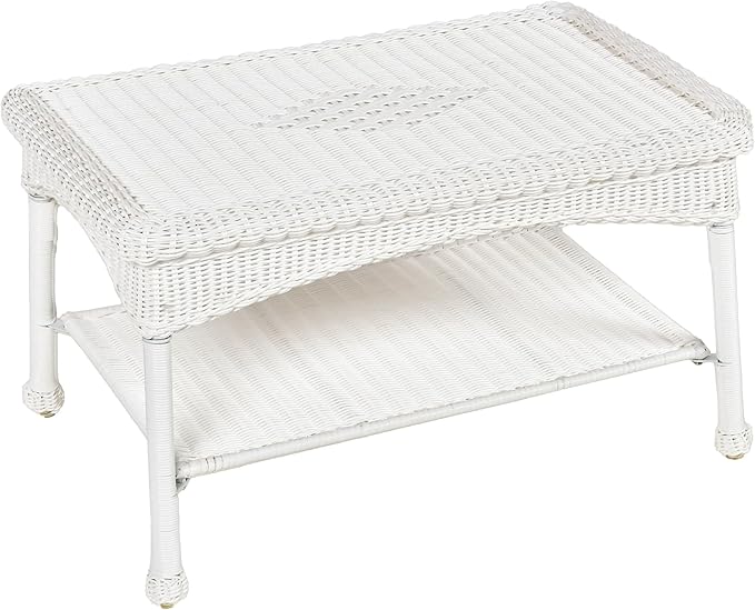 White Wicker Patio Coffee Table