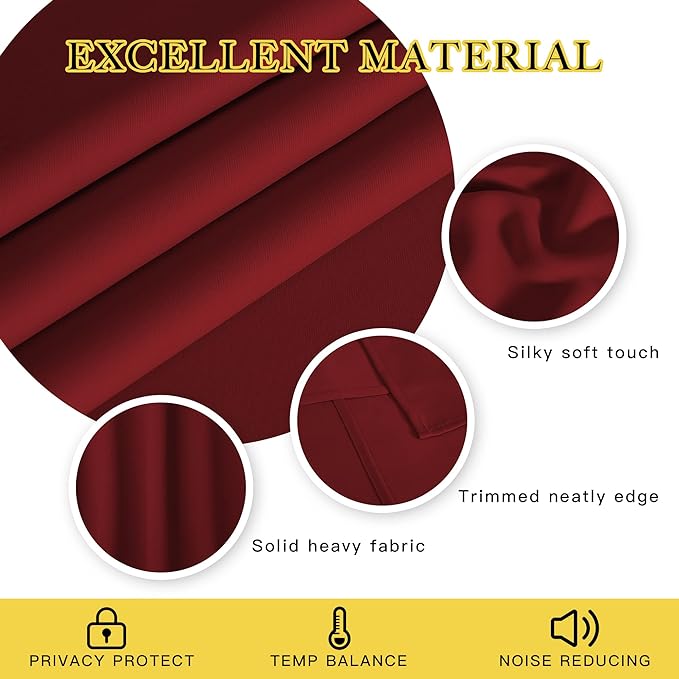 NICETOWN Blackout Drapery Curtain Panel 90 inches Long - Window Treatment Thermal Insulated Grommet Blackout Curtain/Drape for Bedroom Living Room (Burgundy Red, 1 Panel, 46 by 90 inches)