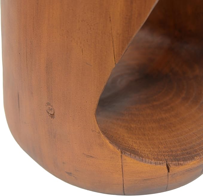 Christopher Knight Home Novi Outdoor Side Table, Hollow Round-shaped Decorative Accent Side End Table, Garden Stool for Patio Balcony Beach Pool, Lightweight Concrete, Wood-Like Texture, Antique Brown