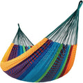 Lazy Daze Hammocks Handwoven Mayan Hammock, 10.5 FT Soft Rope Double Hammocks, Portable Outdoor Hammock with Carry Bag, 2 Straps & Carabiners for Patio Outside, 550 lbs Weight Capacity, Multi Color