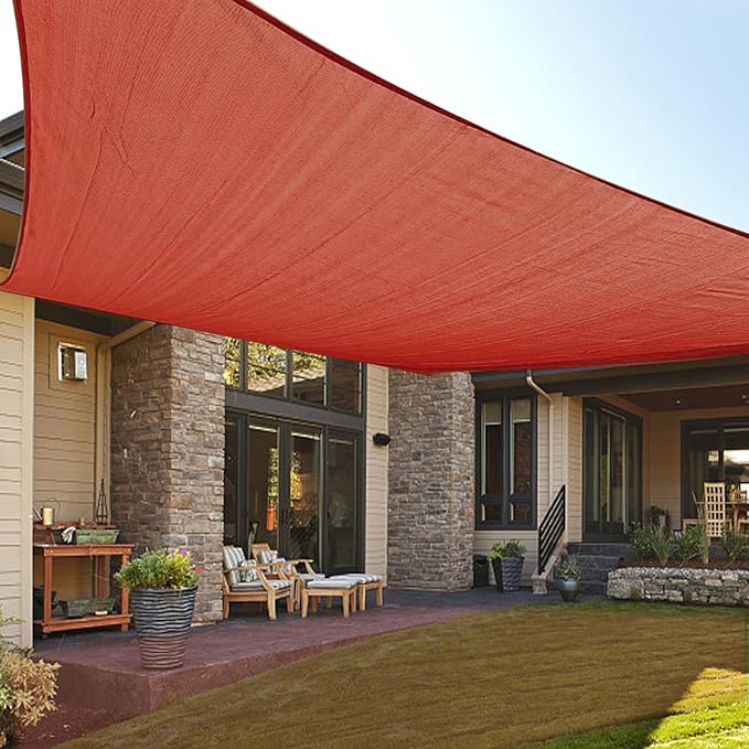LOVE STORY Custom Size 14'x14' Terra Red Sun Shade Sail Rectangle UV Block Canopy Patio Sail Sunshades Fabric for Outdoor Garden Carport (We Make Custom Size)