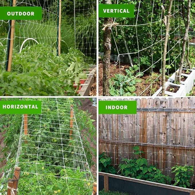 Tcamp Trellis Netting for Climbing Plants Outdoor Indoor (6" Square Mesh Ployester, 5ft x 15ft) (2 Pack)