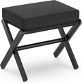 Foldable Foot Stool Ottoman, Small Padded Foot Rest with Bamboo X-Legs, Portable Folding Leg Rest for Living Room Bedroom Office, Soft Foam Cushion Step Stool for Couch & Armchair (Black)