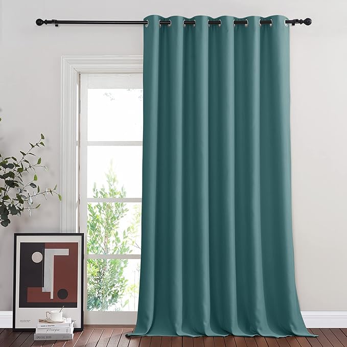 NICETOWN Blackout Room Divider Curtains for Sliding Glass Doors 102 Inches Long 1 Panel, Extra Wide Curtains for Doorway Patio Bedroom Living Room (Sea Teal, 80Wx102L, 1 Panel)
