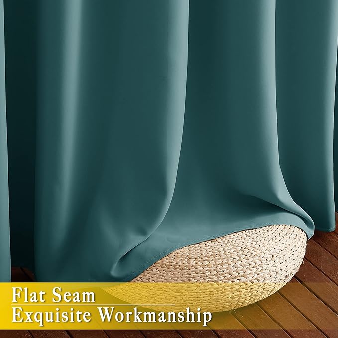 NICETOWN Blackout Room Darkening Window Curtain - Thermal Insulated Solid Grommet Blackout Curtain/Drape for Living Room/Villa (Sea Teal, Single Panel, 80 by 108-inch)