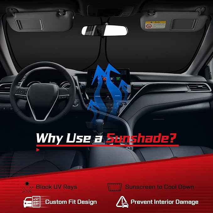 ARISMOTOR Windshield Sun Shade for Dodge Durango 2011-2025, Custom Fit Foldable Front Window Sunshade Sun Visor Protector, Block UV Rays Keep Your Car Cooler