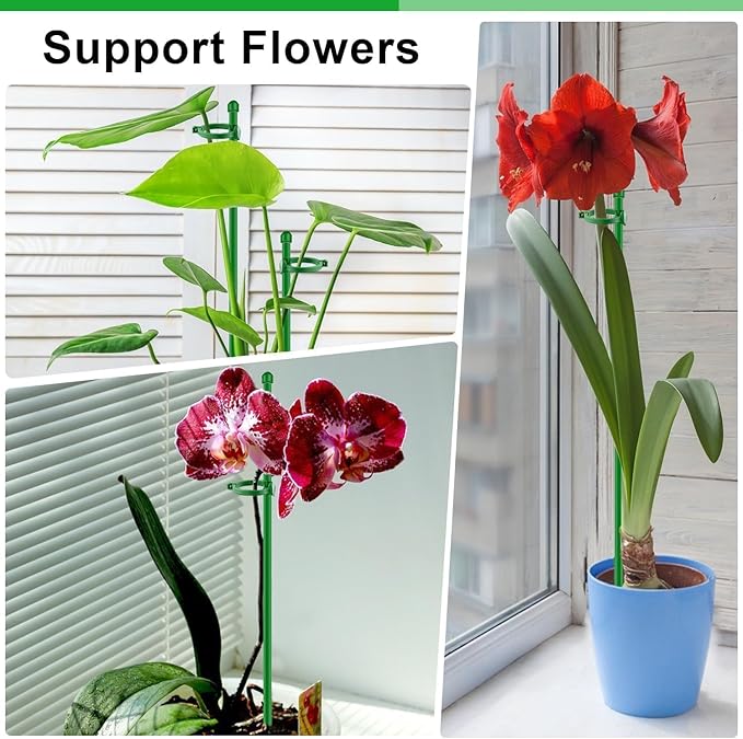 Plant Support Stakes for Indoor SupKing Orchid Sticks with Clips Garden Stake Extended to 2/3/4ft for Outdoor Potted Tomato Rose Vegetables House Palnts Comes with 20 Plants Ties(15 inch 10Pcs)