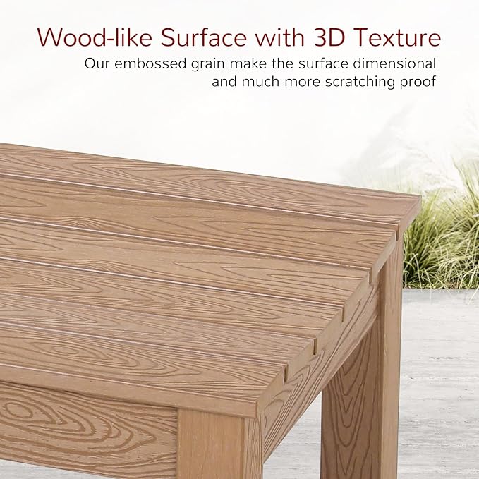 Stoog Outdoor Bench, 2-Person Patio Backless Bench with 800 lbs Weight Capacity, All-Weather HIPS Garden Bench, Enteyway Bench, Never Rot or Fade, Teak