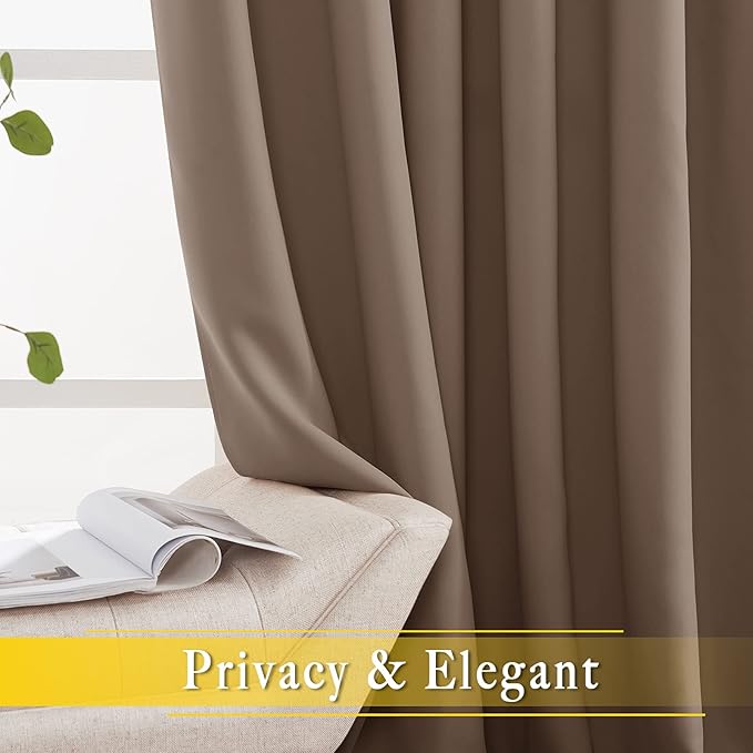 NICETOWN Blackout Curtain for Patio Door, Grommet Top Sliding Door Panel Thermal Insulated Bedroom Blackout Curtain for Villa/Hall/Parlor (Cappuccino, 1 Panel, 80" W x 95" L)