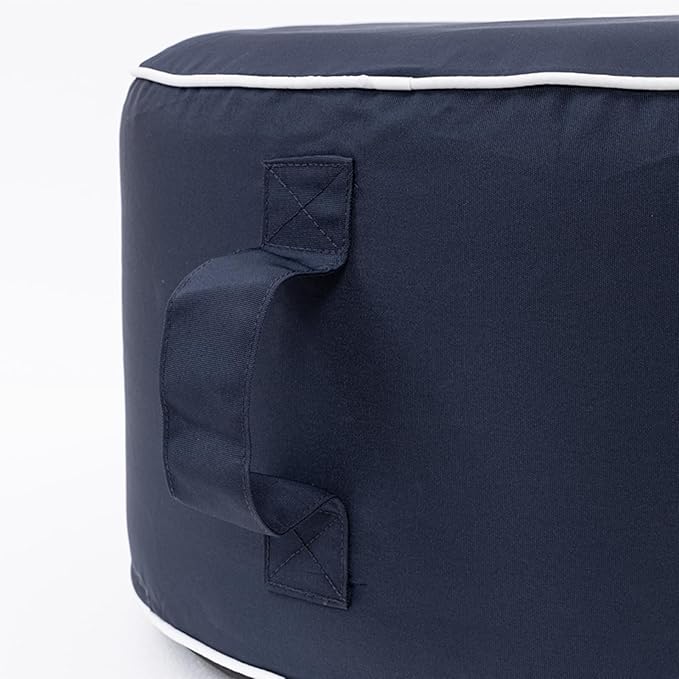 QILLOWAY Indoor/Outdoor Inflatable Stool,Round Ottoman,All Weather Foot Rest for Camping or Home,Navy Blue