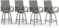 MFSTUDIO Outdoor Bar Stools Set of 4, Swivel Bar Height Patio Chairs Outdoor Barstools High Top Patio Swivel Bar Chairs with Armrest, Breathable Textilene, Grey