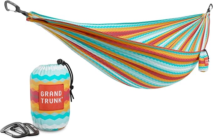 Grand Trunk TrunkTech Double Hammock | Ultra-Strong & Lightweight | 11 ft Hammock with Ripstop Nylon | 500 lb Capacity | Fast-Drying & Weather-Resistant | Green/Aqua