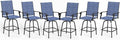 MFSTUDIO Outdoor Bar Stools Set of 6, Swivel Bar Height Patio Chairs Outdoor Barstools High Top Patio Swivel Bar Chairs, Breathable Textilene, Navy Blue