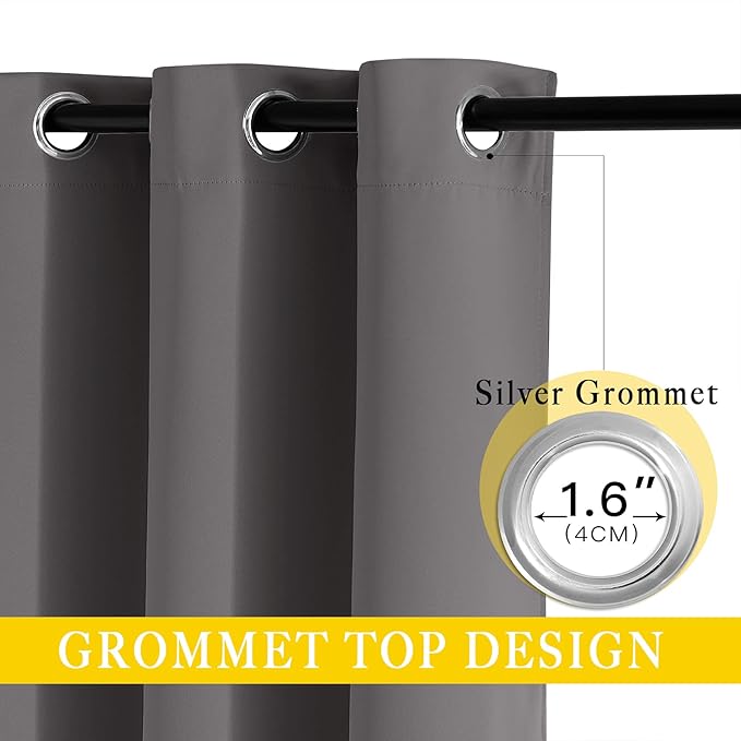 NICETOWN Blackout Sliding Glass Door Curtain 90 inches Long, Grommet Thermal Insulated Light & Heat Blocking Curtain & Drape Window Treatment for French Door (Grey, W80 x L90, 1 Panel)