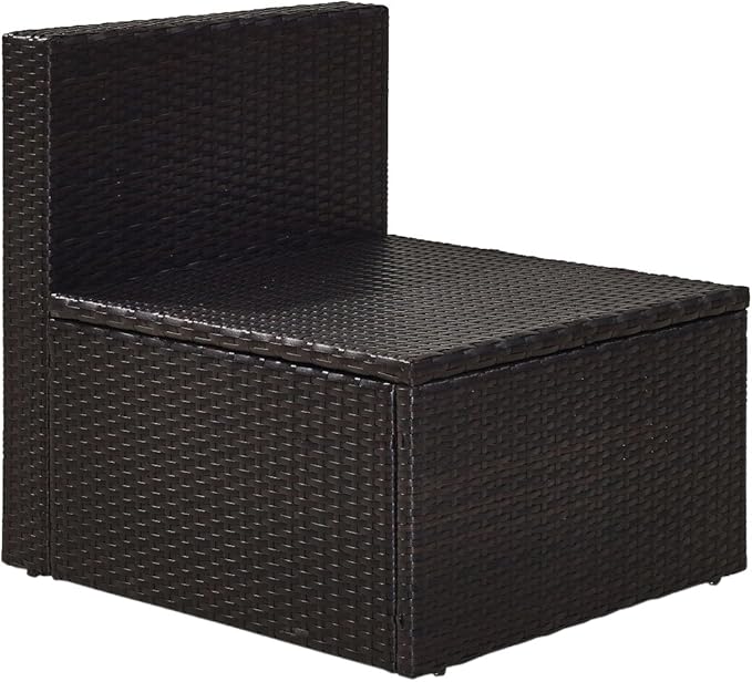 Crosley Furniture Palm Harbor Armless Outdoor Sectional Chair, Wicker Patio Chairs for Porch, Deck, Backyard, Brown with Sand Cushions
