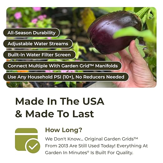 The Garden Grid | Pre-Assembled Raised Garden Bed Irrigation System – Waters Every Plant Evenly, 1-Minute Setup, Hassle-Free Design Lasts 5–10x Longer Than Drip Kits | USA-Made | 3x3 (33.5"x33.5")