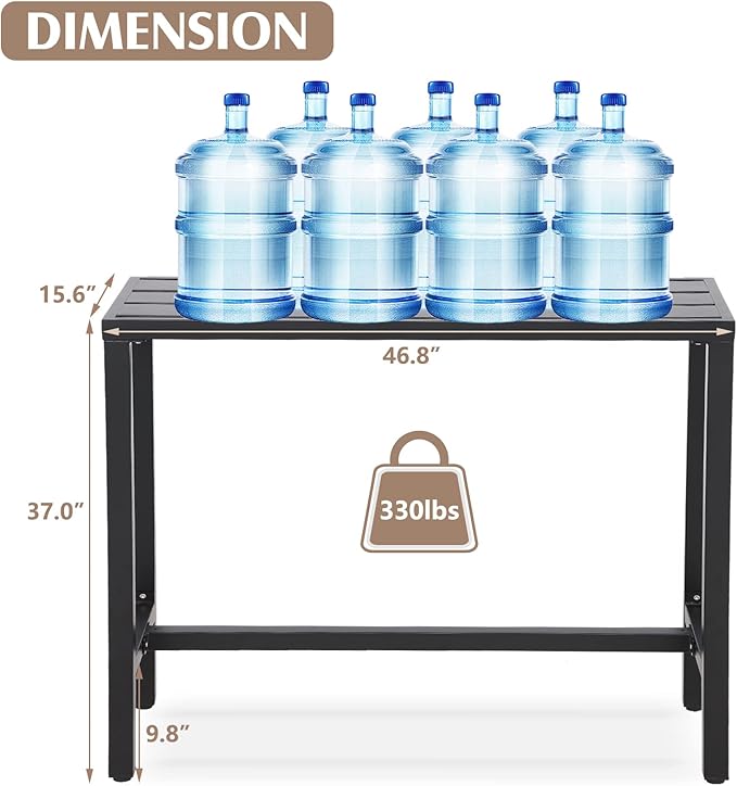Outdoor Bar Table, Patio Counter Height Bar Tables, 47" Rectangle Bar Table for Patio, Garden, Yard, Balcony, Poolside (Black, 47inch-Length)