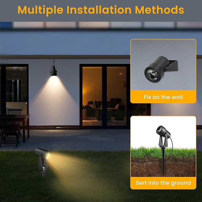 Low Voltage Landscape Lighting,10 Pack Outdoor LED Landscape Spotlights with Transformer 27V Garden Lights Pathway Lights IP65 Waterproof 3000K Warm White