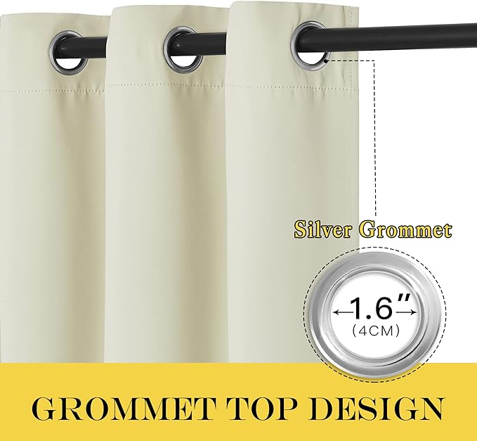 NICETOWN Bedroom Curtain Room Darkening Drapery 102 inches Length - Home Fashion Thermal Insulated Grommet Room Darkening Curtain for Living Room (Beige, 1 Panel, 52 x 102 inches)