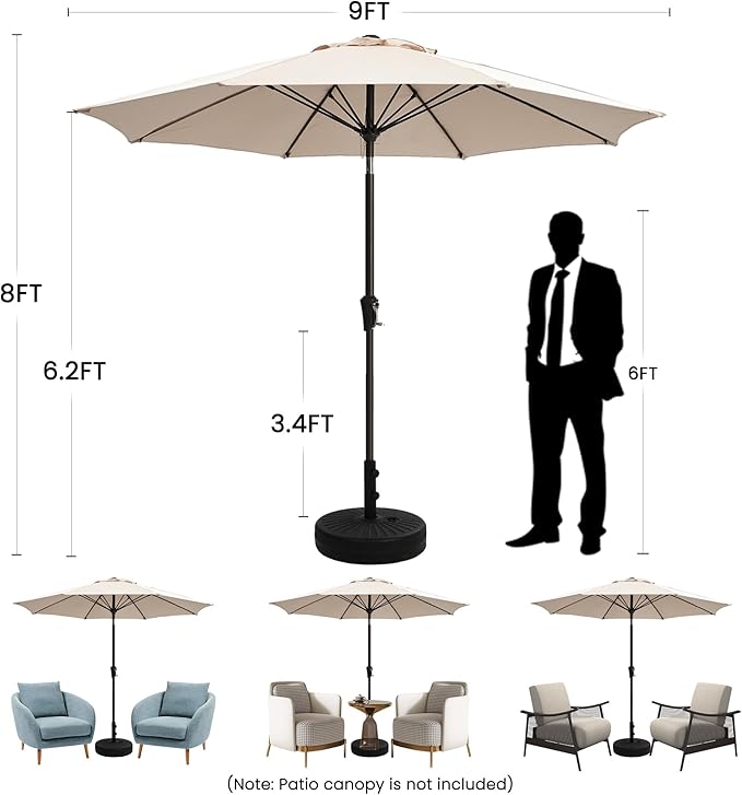 Ayge 9FT Large Outdoor Patio Umbrella Market Table Umbrella-UV Resistant, Easy Push Button Tilt and Crank, 8 Sturdy Fiberglass Ribs Heavy-Duty Pool Umbrella for Deck, Backyard,Garden,Lime