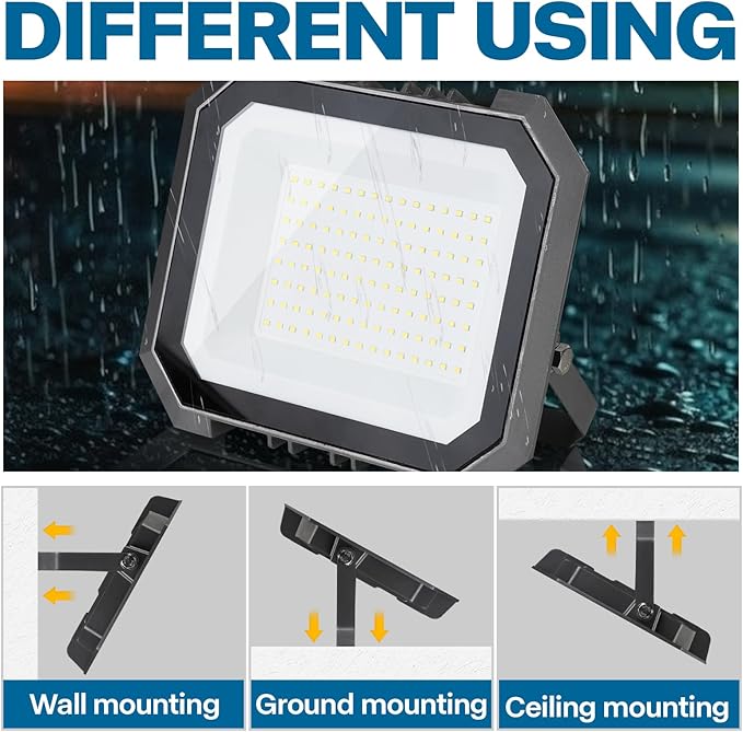 1 Pack LED Flood Lights Outdoor, 300W 30000LM Super Bright Floodlight Outside Work Light with 5.9FT Plug, IP65 Waterproof 6000K Outdoor LED Flood Light for Garage, Yard, Lawn, Garden