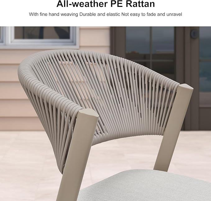 PURPLE LEAF 11-Piece Patio Dining Set Outdoor Furniture Rectangular Extended Upgrade Table and Chairs Set with Aluminum Frame and Wicker Rattan for Garden Deck Backyard Kitchen Champagne Outdoor Set