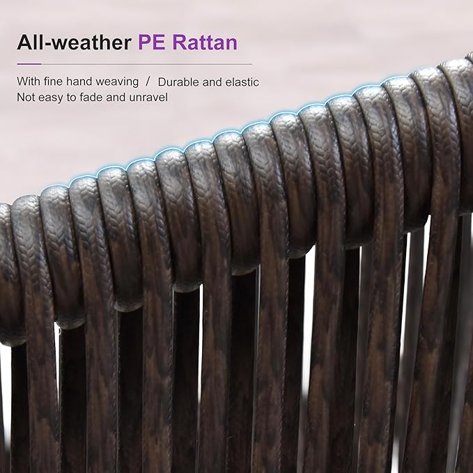 PURPLE LEAF 7 Pieces Outdoor Dining Set Patio Table and Chairs Set Aluminum Wicker Rattan Patio Furniture Set for Lawn Garden Porch Teak