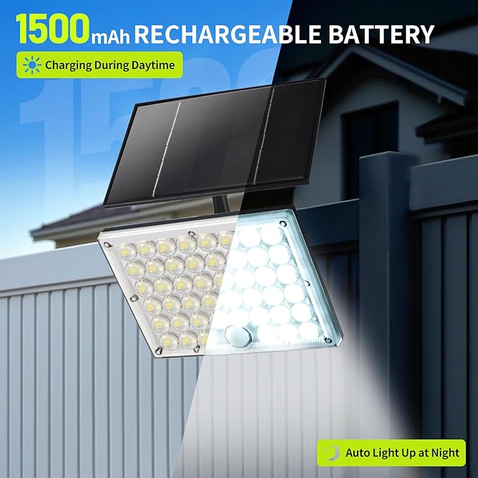184 LED Solar Lights Outdoor, Waterproof Solar Motion Sensor Flood Lights Outside with 3 Modes Adjustable, Auto On/Off, 20Ft Cable for Porch, Patio, Garden, Garage,Yard, 4 Packs