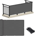 LOVE STORY 3'x12' Dark Grey Balcony Screen Privacy Fence Cover UV Protection (HDPE) Weather-Resistant 3 FT Height Shield for Deck, Patio, Backyard, Outdoor Pool, Porch, Railing
