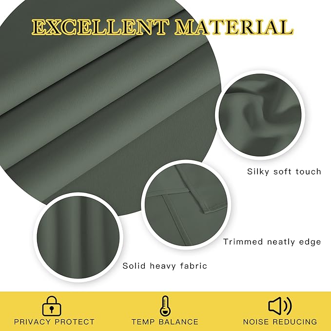 NICETOWN Blackout Curtain for Windows 120 inch Long - Window Treatment Thermal Curtain Solid Grommet Room Darkening Drape for Bedroom/Living Room (Dark Mallard, 1 Panel, W52 x L120)