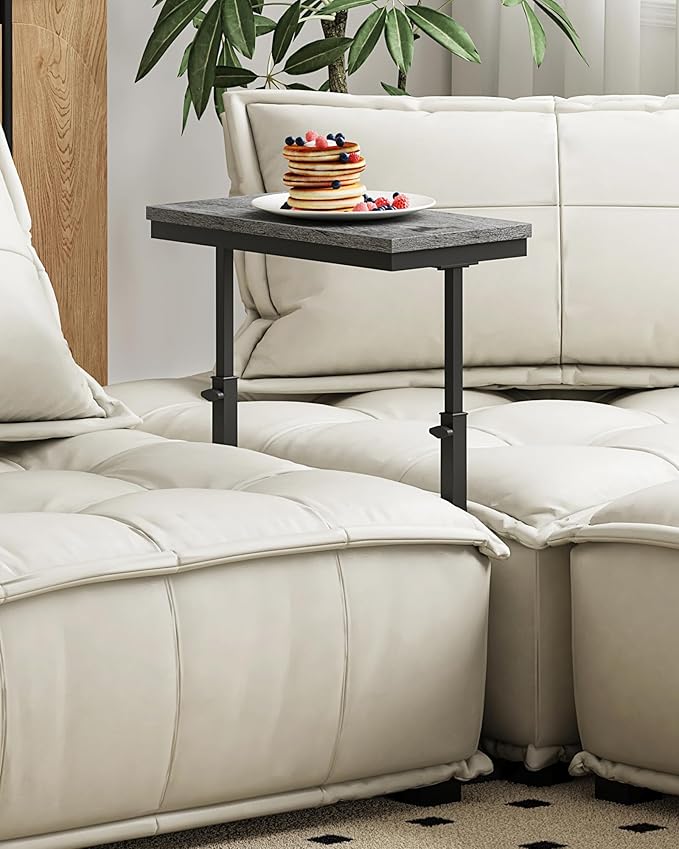 TUTOTAK End Table, Side Table, Tall Couch Table, Sofa Table, Living Room, Bedroom, Grey TB01BY0832