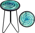 LIFFY Patio Side Table, Small Round End Table, Metal Side Table Outdoor, Small Porch Table for Indoor Balcony Furniture Decor (Green 12 inch)