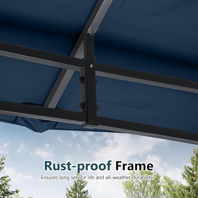 MASTERCANOPY Outdoor Garden Gazebo for Patios with Stable Steel Frame and Netting Walls (9x9,Navy Blue)