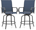 Giantex Set of 2 Swivel Outdoor Bar Stools, All-Weather Bar Height Patio Chairs, 330LBS Capacity, 360 Rotating Outside Bar Chairs with High Back Armrests, for Porch Yard Lawn Garden Pool (Navy)