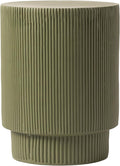 LeisureMod Modern Side Table Round Fiberstone Top Accent End Table for Home, Outdoor Patio, Living Room Sofa, Weather-Resistant, Eden Series in Olive Green