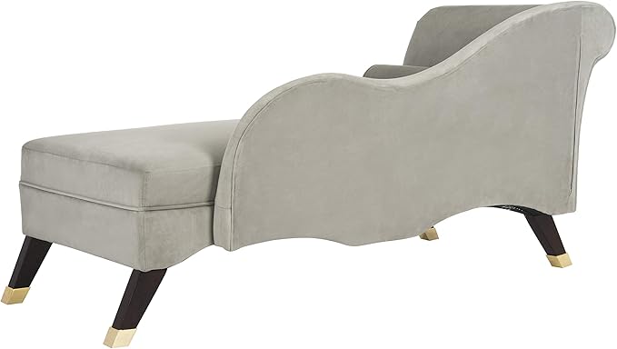 Safavieh Home Collection Caiden Grey Velvet Chaise with Pillow