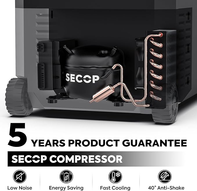 ICECO JP40 Pro 12 Volt Car Refrigerator, Portable Fridge Freezer for Camping, Car Fridge Powered by SECOP, 12V refrigerator for Car & Home, DC 12/24V, AC 110/240V, Multi-directional Lid