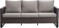 Belord Outdoor Couch Patio Furniture: Wicker Patio Sofa with Deep Seat High Back, 800Lbs Weight Capacity Oversize Outdoor Seating 3 Seater Rattan Couch, Anti-Rust Frame, Brown